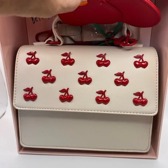 Betsey Johnson White and Red Cherry Mini Bag - Picture 2 of 5